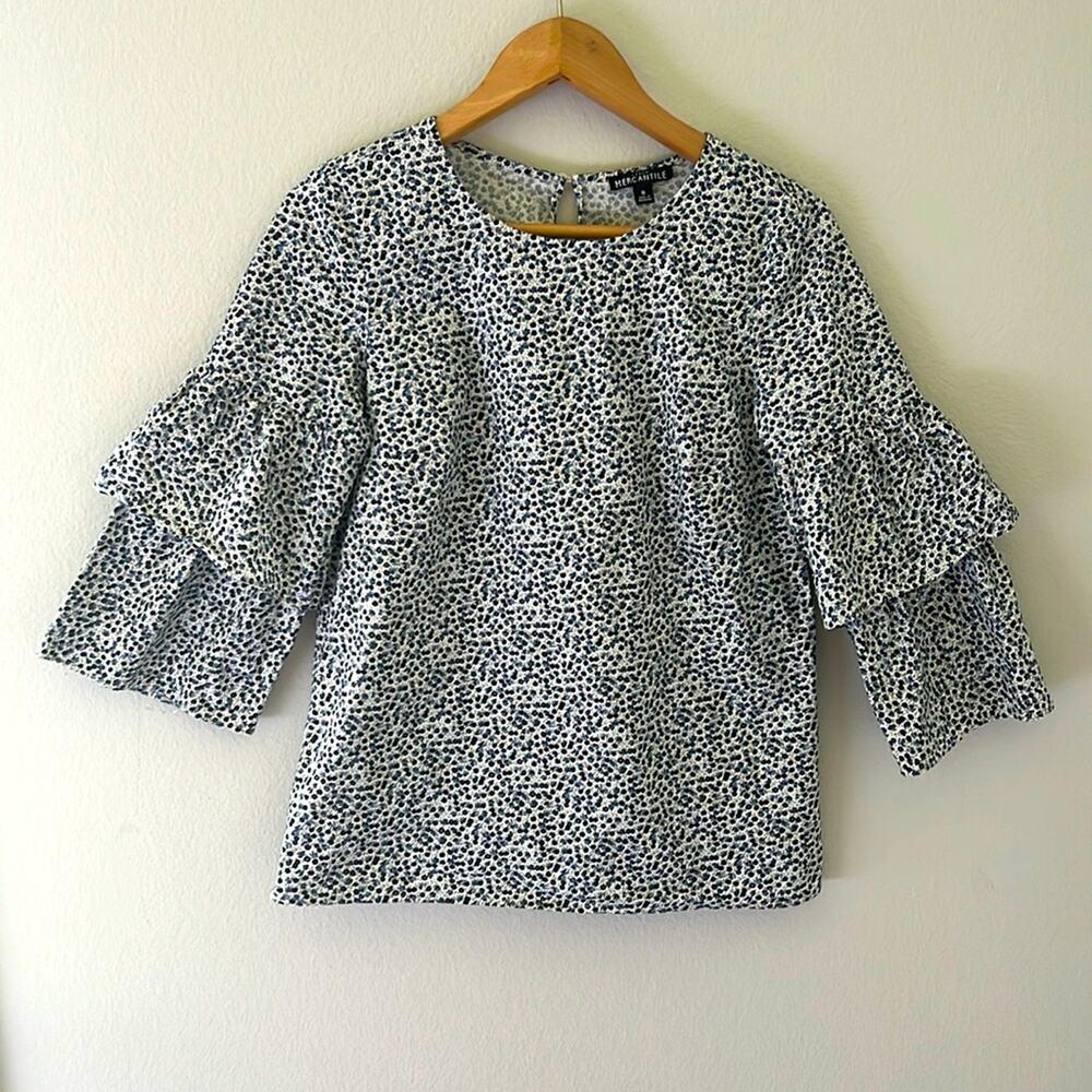 J.Crew Mercantile Blue Navy Floral‎ Top | Women’s Size 0